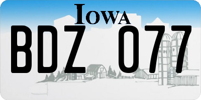 IA license plate BDZ077