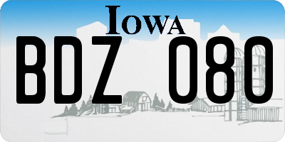 IA license plate BDZ080