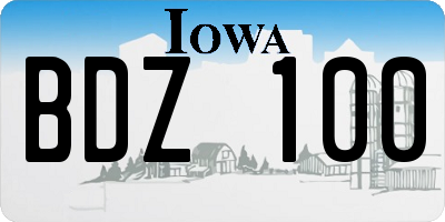 IA license plate BDZ100
