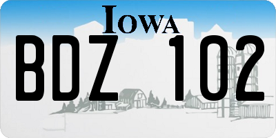 IA license plate BDZ102
