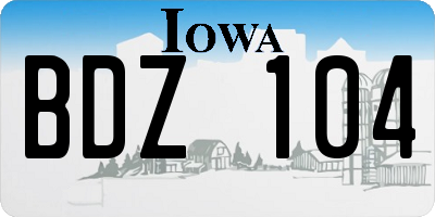 IA license plate BDZ104