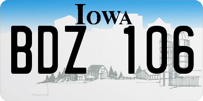 IA license plate BDZ106
