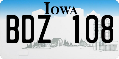 IA license plate BDZ108