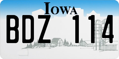 IA license plate BDZ114
