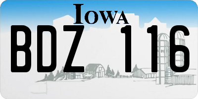 IA license plate BDZ116