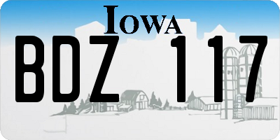 IA license plate BDZ117