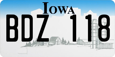 IA license plate BDZ118