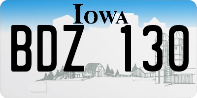 IA license plate BDZ130