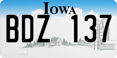 IA license plate BDZ137