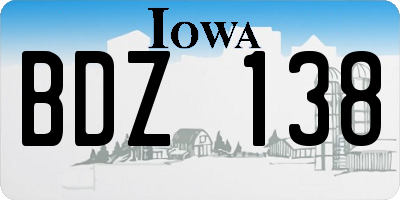 IA license plate BDZ138