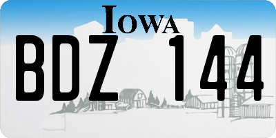 IA license plate BDZ144