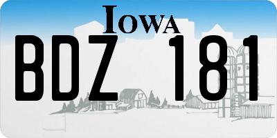 IA license plate BDZ181