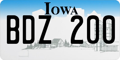 IA license plate BDZ200