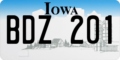 IA license plate BDZ201