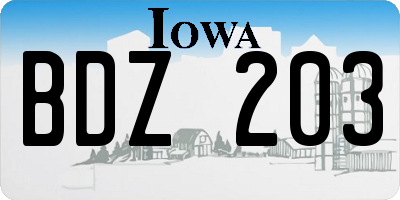 IA license plate BDZ203