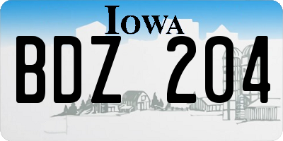 IA license plate BDZ204