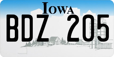 IA license plate BDZ205