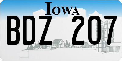 IA license plate BDZ207
