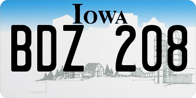IA license plate BDZ208
