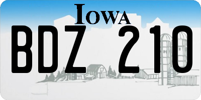 IA license plate BDZ210