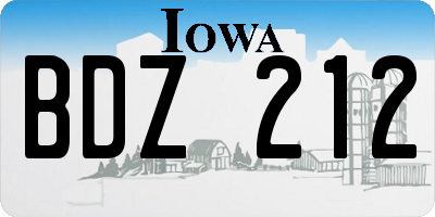 IA license plate BDZ212