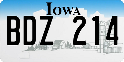 IA license plate BDZ214