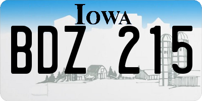 IA license plate BDZ215