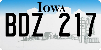 IA license plate BDZ217
