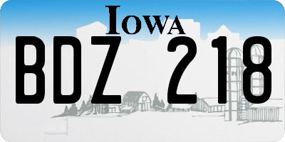 IA license plate BDZ218