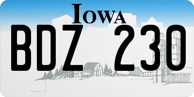 IA license plate BDZ230