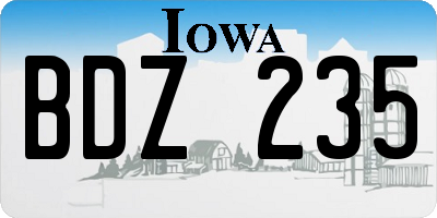 IA license plate BDZ235