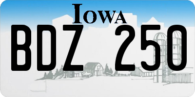IA license plate BDZ250