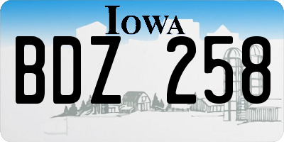 IA license plate BDZ258