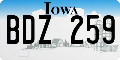 IA license plate BDZ259