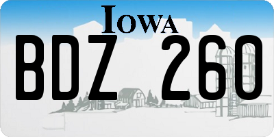 IA license plate BDZ260