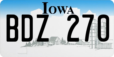 IA license plate BDZ270