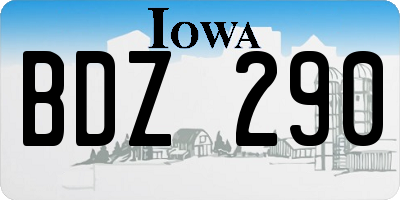 IA license plate BDZ290