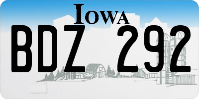 IA license plate BDZ292