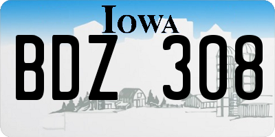 IA license plate BDZ308