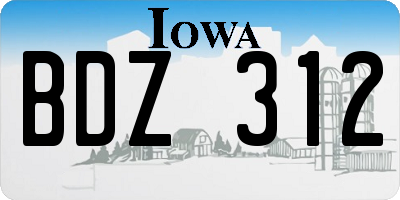 IA license plate BDZ312