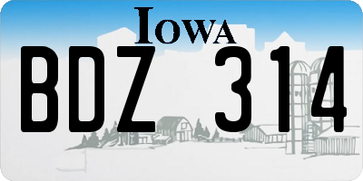 IA license plate BDZ314