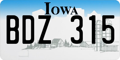 IA license plate BDZ315