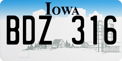 IA license plate BDZ316