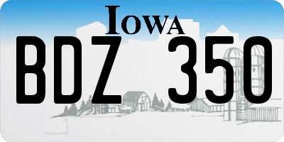 IA license plate BDZ350