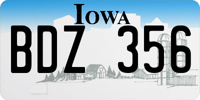 IA license plate BDZ356
