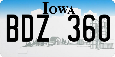 IA license plate BDZ360