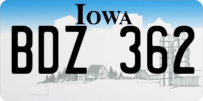IA license plate BDZ362