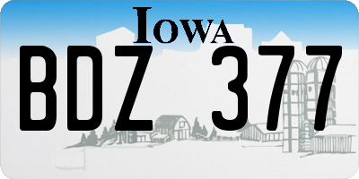 IA license plate BDZ377