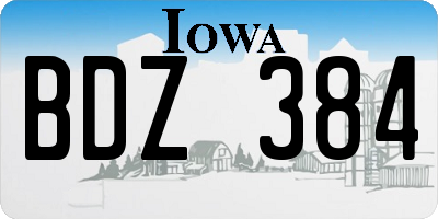 IA license plate BDZ384