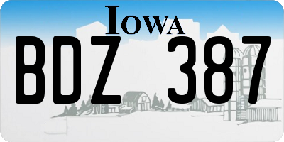 IA license plate BDZ387